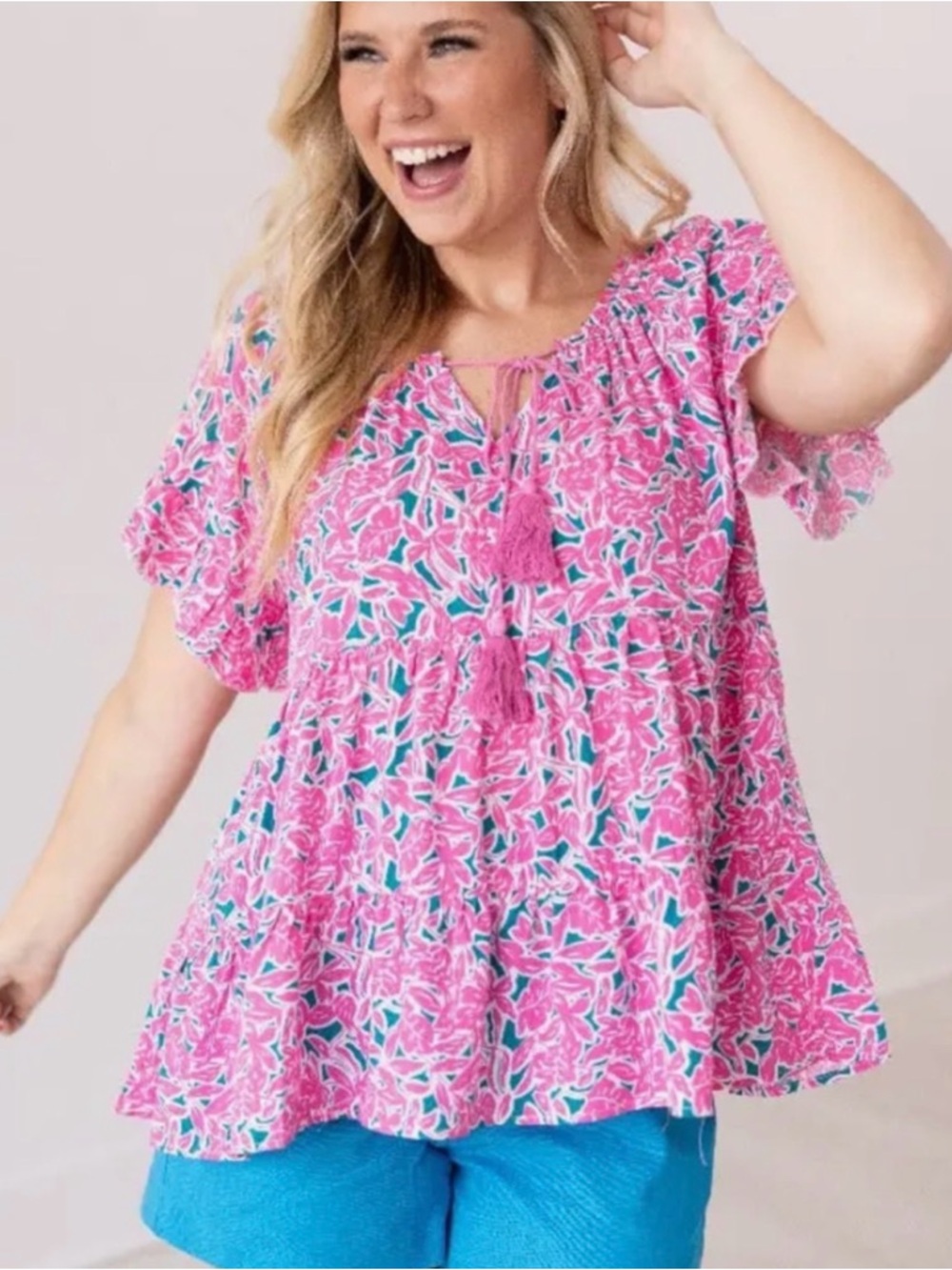 Grace + Emma Women's top boho small pink NWT